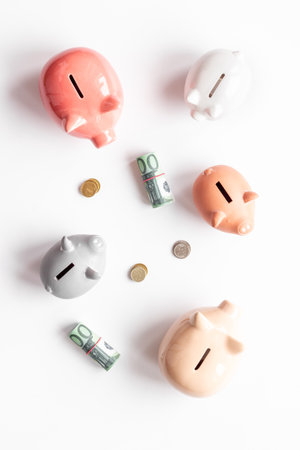 Piggy bank collection. Financial planning and investments conceptの写真素材