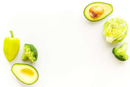Healthy green vegetarian meal ingredients - vegetables backgroundの写真素材