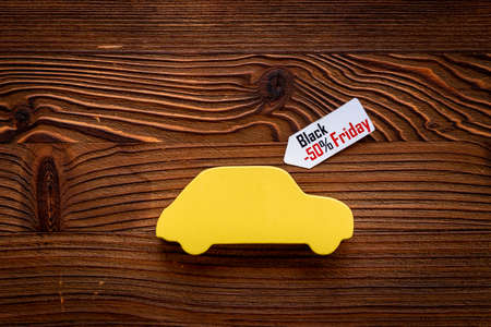 Sale label with small car model - sale of cars conceptの写真素材