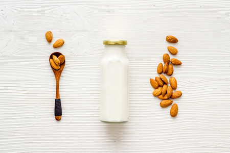 Almond nuts vegan milk - non dairy diet nutritionの写真素材