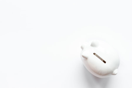 White bank top view. Currency saving and investments conceptの写真素材