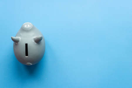 Currency saving with piggy bank. Financial planning and investments conceptの写真素材