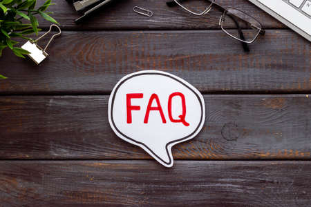 Information helpdesk concept with faq frequently asked questions text on working placeの写真素材