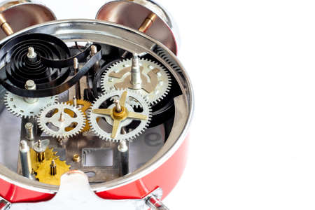 Macro detail of watch mechanism with gears and wheels closeup