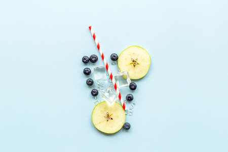 Concept of berries as cocktail or juice glass with cocktail tubeの写真素材