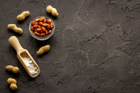 Peanut flour in bowl - gluten free nuts flour for baking