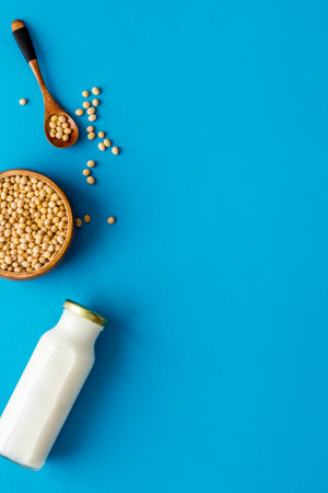 Soy vegan milk with soybeans- non dairy substitute diet nutritionの写真素材