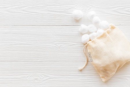 Cosmetic makeup remover supplies - cotton balls , top view