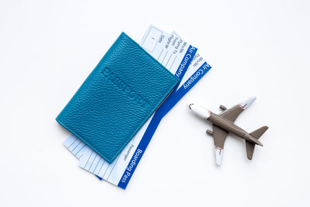 Airplane ticket with passport. Immigration conceptの写真素材