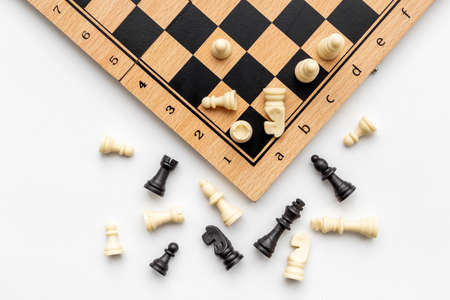 Chess pieces and board in game. Competition business strategy conceptの写真素材
