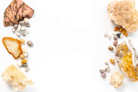 Natural crystal mineral stones. Set of shiny gemstoneの写真素材