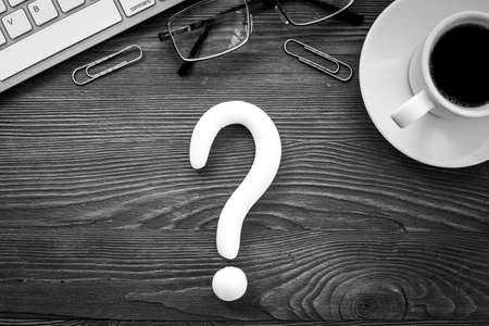 Question mark icon on office or students desk. Solving problem conceptの写真素材