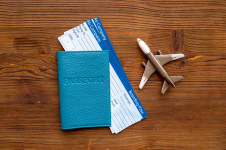 Airplane ticket with passport. Immigration concept
