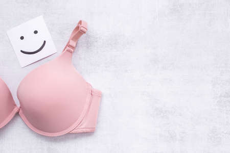 Women health concept with pink bra. Breast cancer awarenessの写真素材