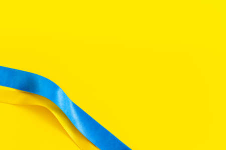 Yellow and blue ribbon. Ukaraine flag conceptの写真素材