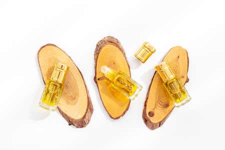 Traditional Arabian incense - agarwood tree oil perfume, top view