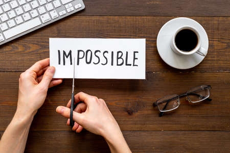 Word Impossible becomes Possible. Motivation conceptの写真素材