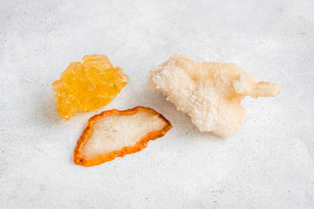 Natural crystal mineral stones. Set of shiny gemstone
