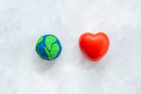 Clay world with heart. Eco and Earth Day concept