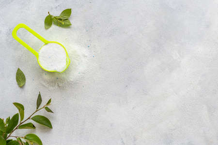 White washing powder with measuring scoop. Laundry day conceptの写真素材