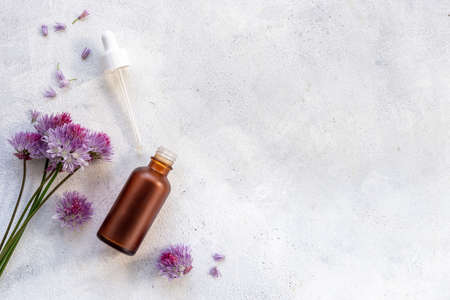 Herbal apothecary with wild flowers and essential oilの写真素材