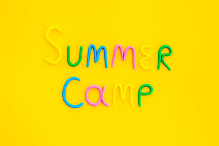 Words Summer Camp made of colorful clay. Summer kids vacation conceptの写真素材