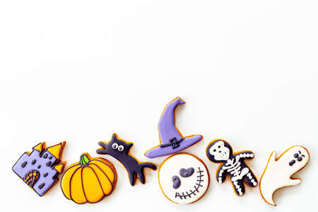 Halloween party gingerbread cookies mock up, top viewの写真素材