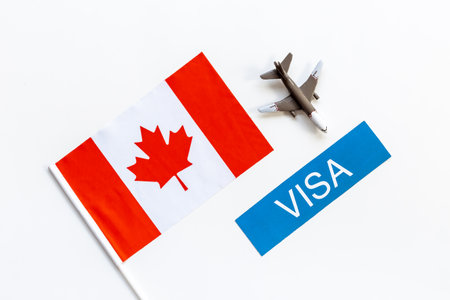 Flag of Canada with visa sign. Travel visa and citizenship conceptの写真素材