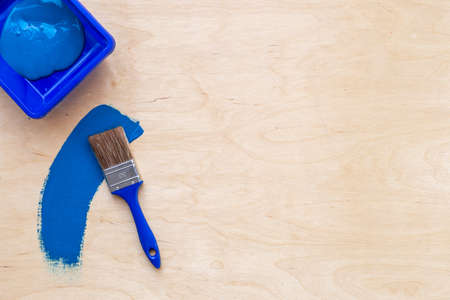 Paint brush with color for house renovation and wall paintingの写真素材