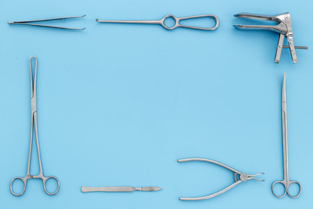 Medical steel equipment tools. Dental or surgical instrumentsの写真素材