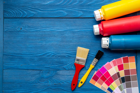 Equipment for house renovation and painting with construction helmet