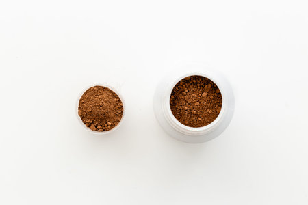 Sports nutrition. Whey protein powder in jar. Fitness and gym diet
