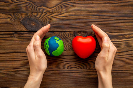 Clay world with heart. Eco and Earth Day concept