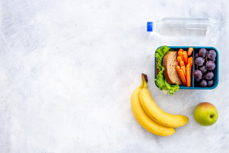 Healthy meal in lunch boxes. Take away food