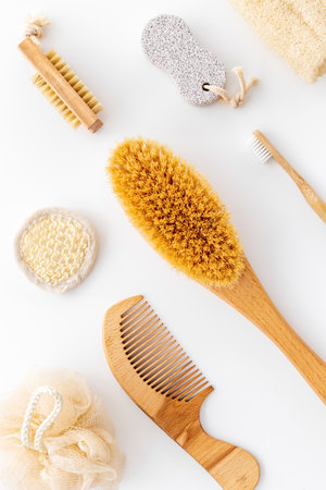 Lay out of beauty treatment cosmetic products and bath supplies.の写真素材