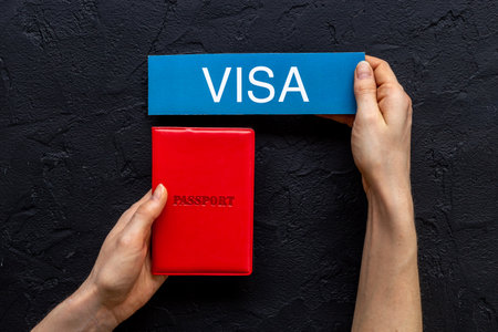 Passport and visa issued for vacation trip. Travel concept.の写真素材