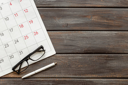 White clean calendar close up with copy space. Business meeting schedule. Planning and reminder conceptの写真素材