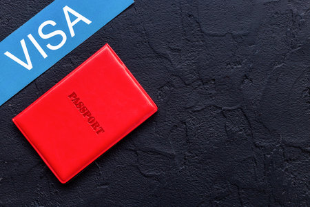 Passport and visa issued for vacation trip. Travel concept.の写真素材