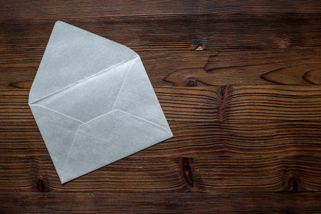 Blank paper envelope for letters. Space for text, top viewの写真素材