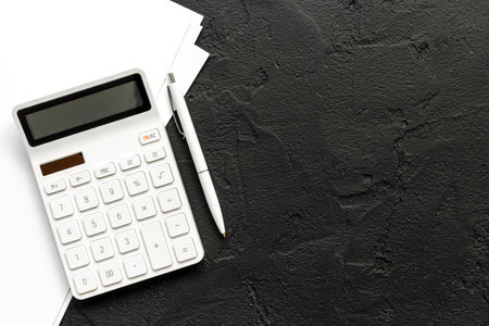 Blank flyer poster. Blank paper sheet to replace your design. Mock up, space for text. Top view.の写真素材