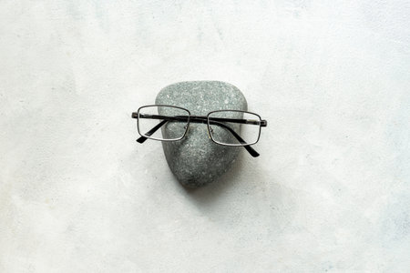 Stylish glasses, top view. Eyesight and vision concept.の写真素材