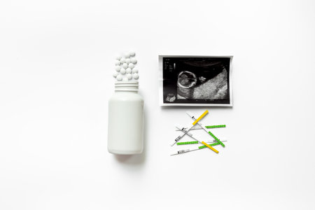 Ovulation and pregnancy tests with medicines. Treatment of female infertility.の写真素材