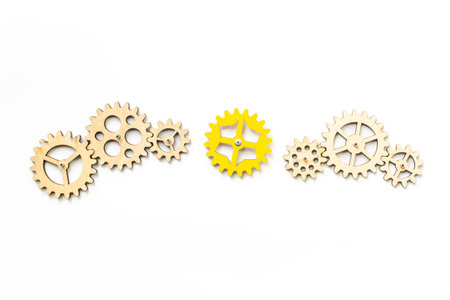 Gears chain beak as a symbol of problem in teamwork and business automation