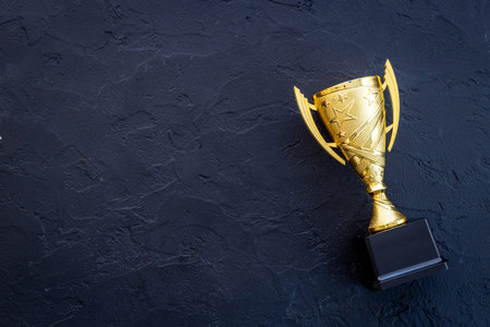 Champion golden trophy cup. Success and victory concept.