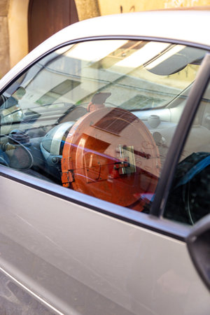 Steering wheel lock protection in car.の写真素材