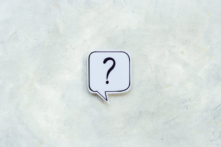 Question mark speech bubbles top view. FAQ concept