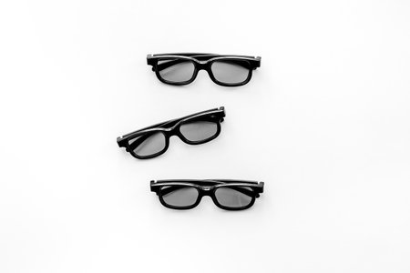 Set of 3D glasses for cinema, top view.の写真素材