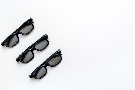 Set of 3D glasses for cinema, top view.の写真素材