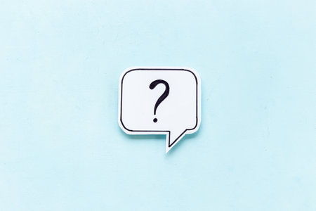 Question mark speech bubbles top view. FAQ concept.の写真素材