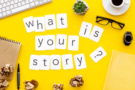 Flat lay of writer items, top view. Concept of creativity and inspiration.